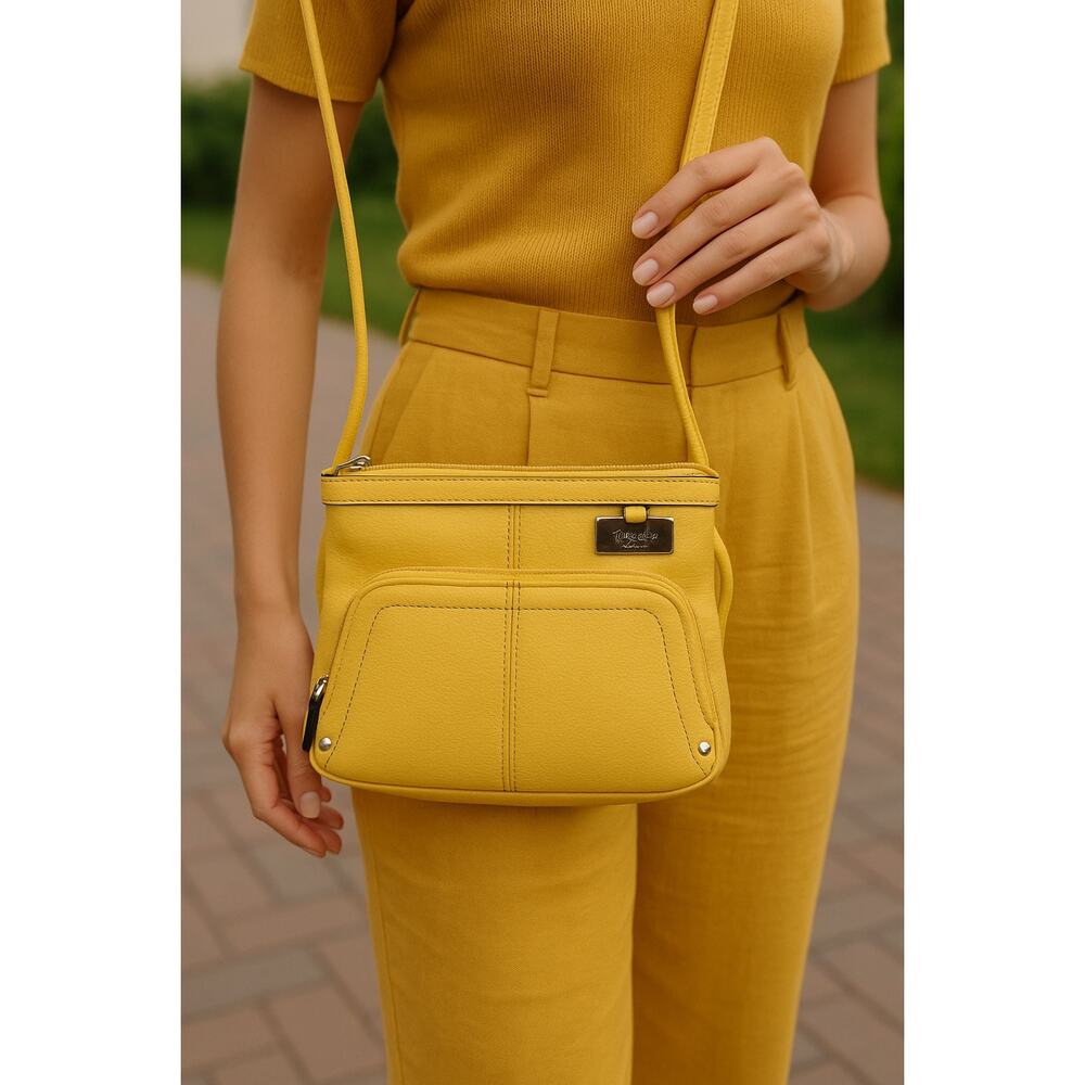 Tignanello Yellow Leather Crossbody Shoulder Bag